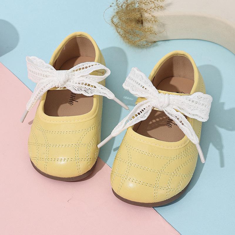 Mädchen-Schleifen-Leder-Prinzessinnenschuhe - Koreanischer Stil, Weiche Sohle, Trendige Single-Schuhe für Frühling/Herbst