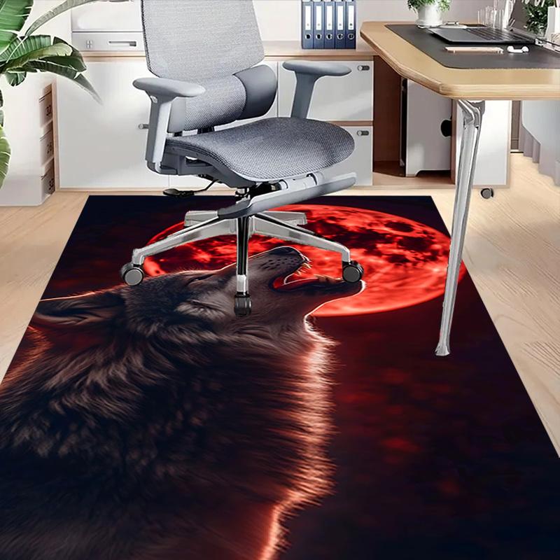 1pc Wolf Howling Moon Carpet, Office Rug Outdoor Mat Home Decor Area Carpet Festival