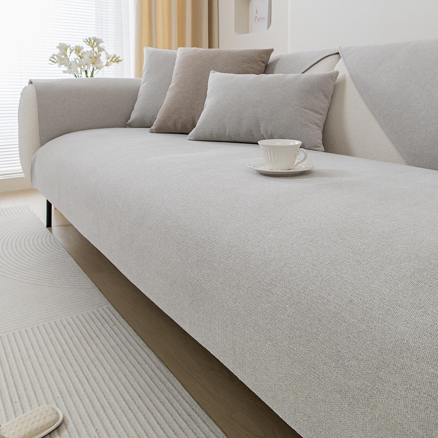 Cotton Linen Sofa Cover Solid Colour Cushion Living Room Sofa Backrest Towel Universal for All Seasons Thicken Non-Slip Sofa Mat