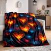 1pc Heart Flames Print Blanket Lightweight Flannel Throw Blanket For Sofa, Bed, Living Room, Office, Outdoor Travel, Camping