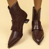 Fashion Western Booties Women's Spring and Autumn Single 2025 New Pointed Toe Kitten Heel High Heel Boots
