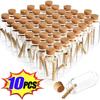 10Pcs 5/7/8/10/12/15/20ml Mini Glass Bottles with Cork Stoppers DIY Decoration Vials for Drift Bottle Lovely Wedding Party Decor