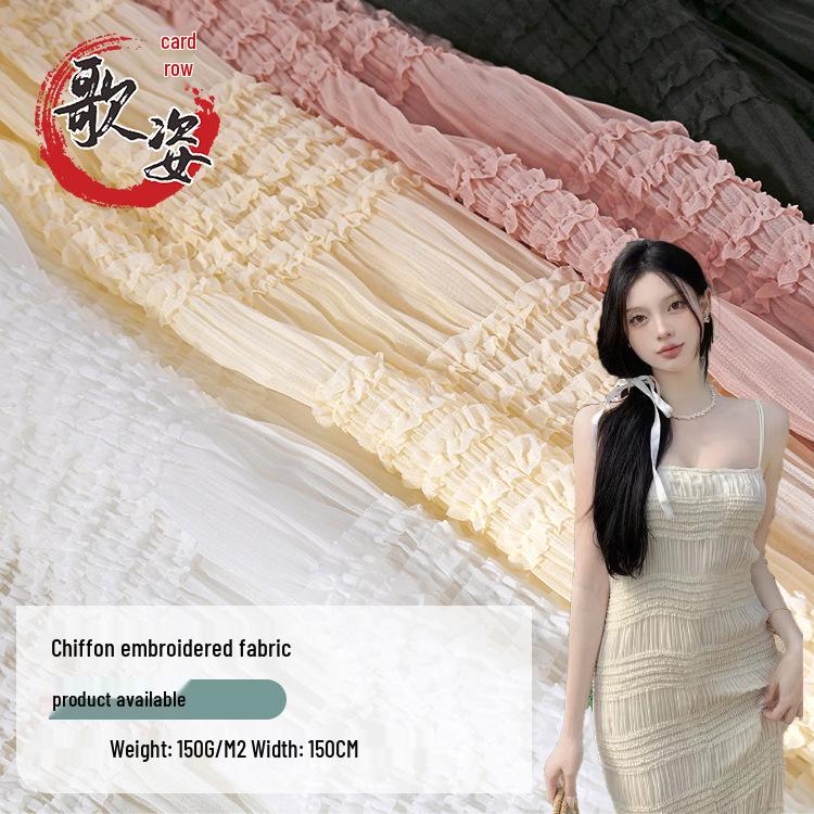 Women's Chiffon Crochet Striped Pleated Wedding & Evening Gown