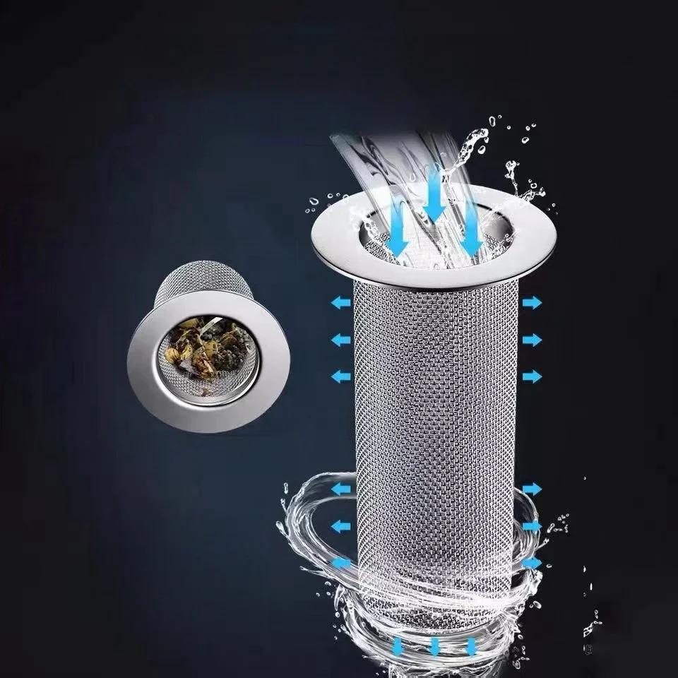Stainless Steel Floor Drain Filter Mesh - Kitchen Sink Anti-Clog Filter Bathroom Shower Hair Catcher Enduring Leak Net Strainer