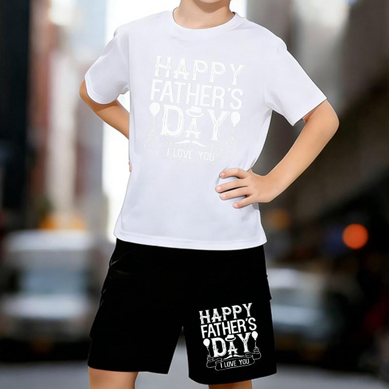 

Boys 2 Piece Love and Gratitude Printed outfit, Short Sleeve T-Shirt and Shorts Set for Kids Age 5-14,White, Black Sporty Casual Summer Clothes 13-14 Years
