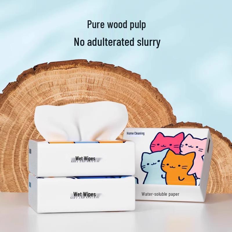 Cartoon Print Pocket Tissue: Student-Friendly Portable Wood Pulp Facial Napkins, Douyin Style.