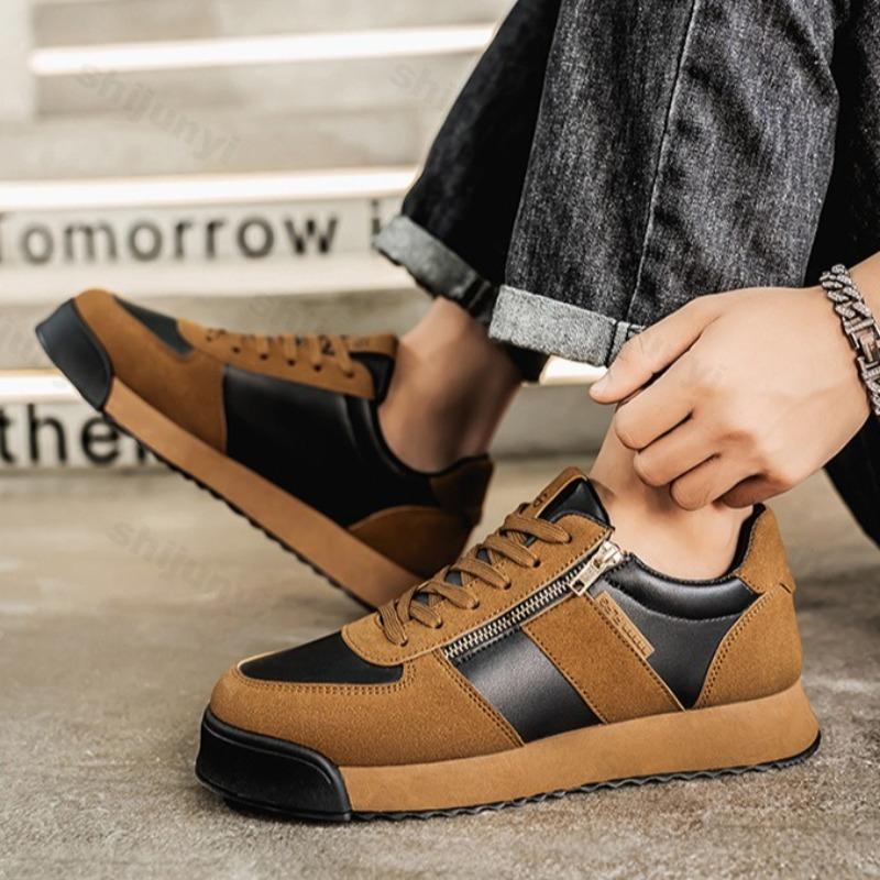 Fashion Men's Casual Shoes 2025 New Style Spring Fashion Trend Versatile Outdoor Sports Flat Shoes Color Blocked Design Lace Up Sneakers