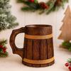Handmade Wooden Beer Stein Engraved Tankard with Rope