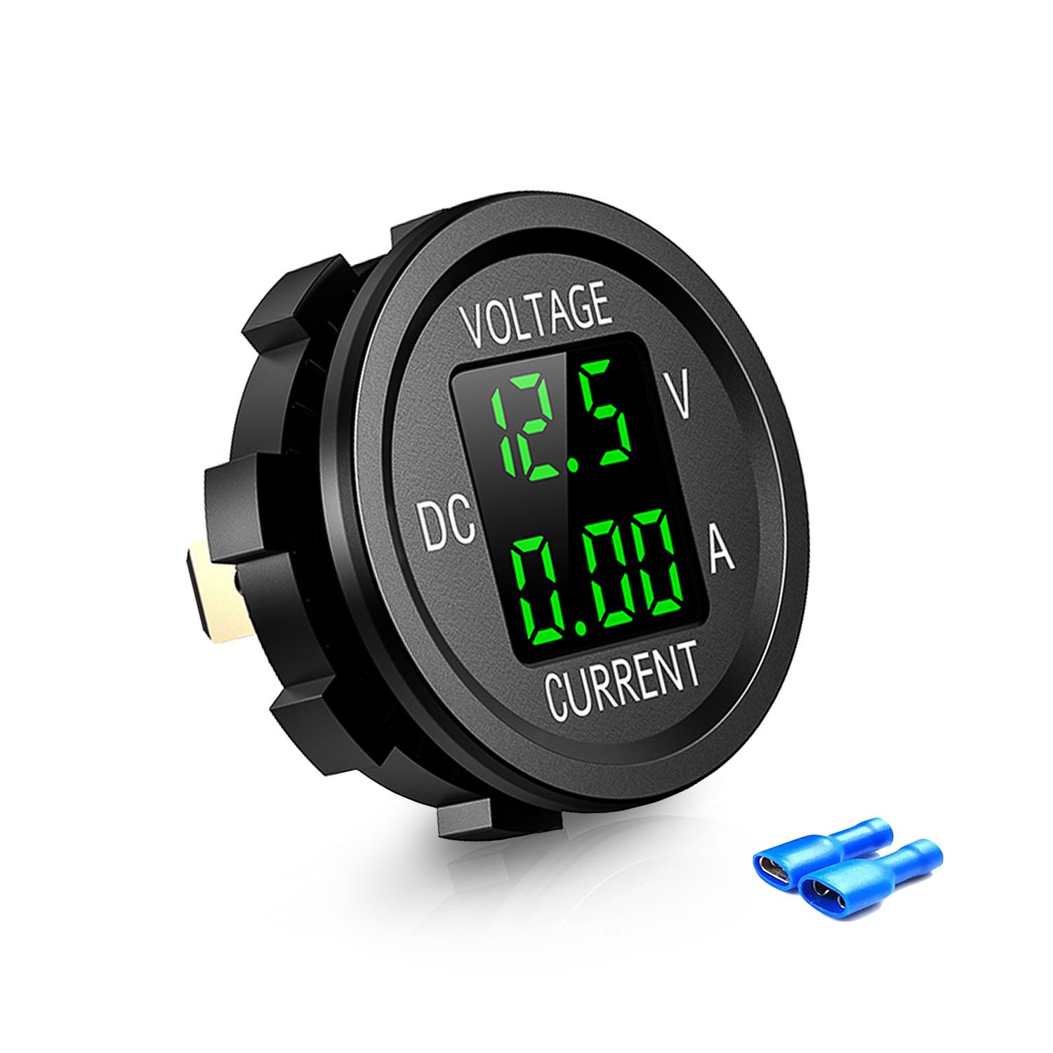 

Оновлений автомобільний напруга 12V-24V VA Кругла світлодіодна панель Цифровий вольтметр Амперметр Тестер Монітор для автомобіля Мотоцикл ATV RV Морська вантажівка зелений