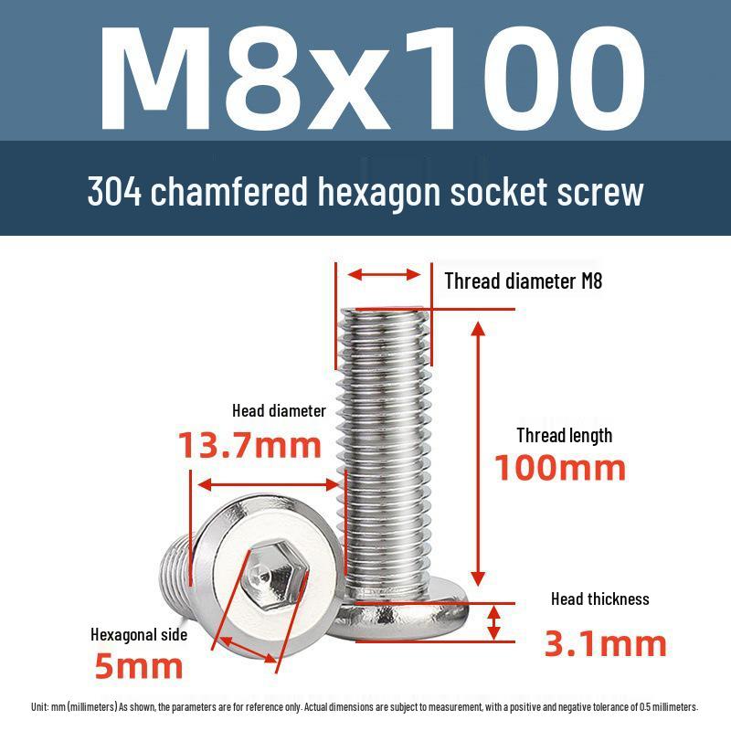 Yigu 304 Stainless Steel M2-M12 Countersunk Flat Head Hex Screw for Furniture & Cabinets