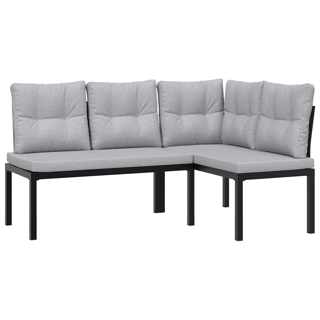 5 Piece Outdoor Sofa Set with Cushions Black Steel