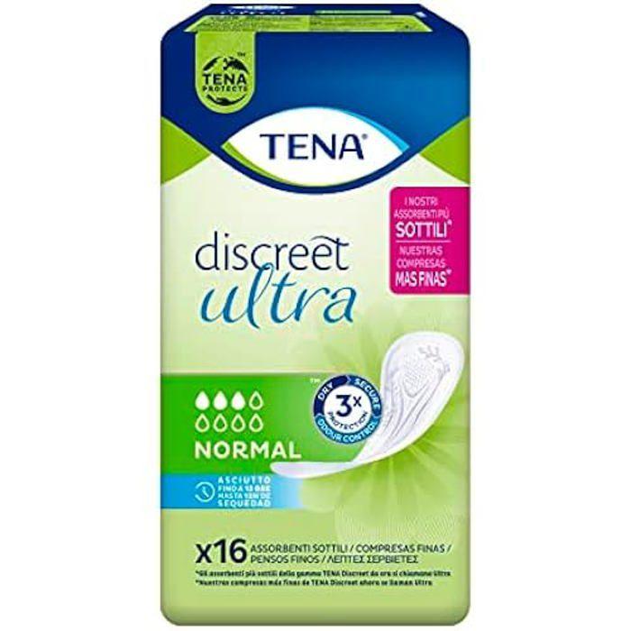 Compresse DISCREET ULTRA pour incontinence normale - TENA - 16 unités - Barrière anti-fuites - Adulte