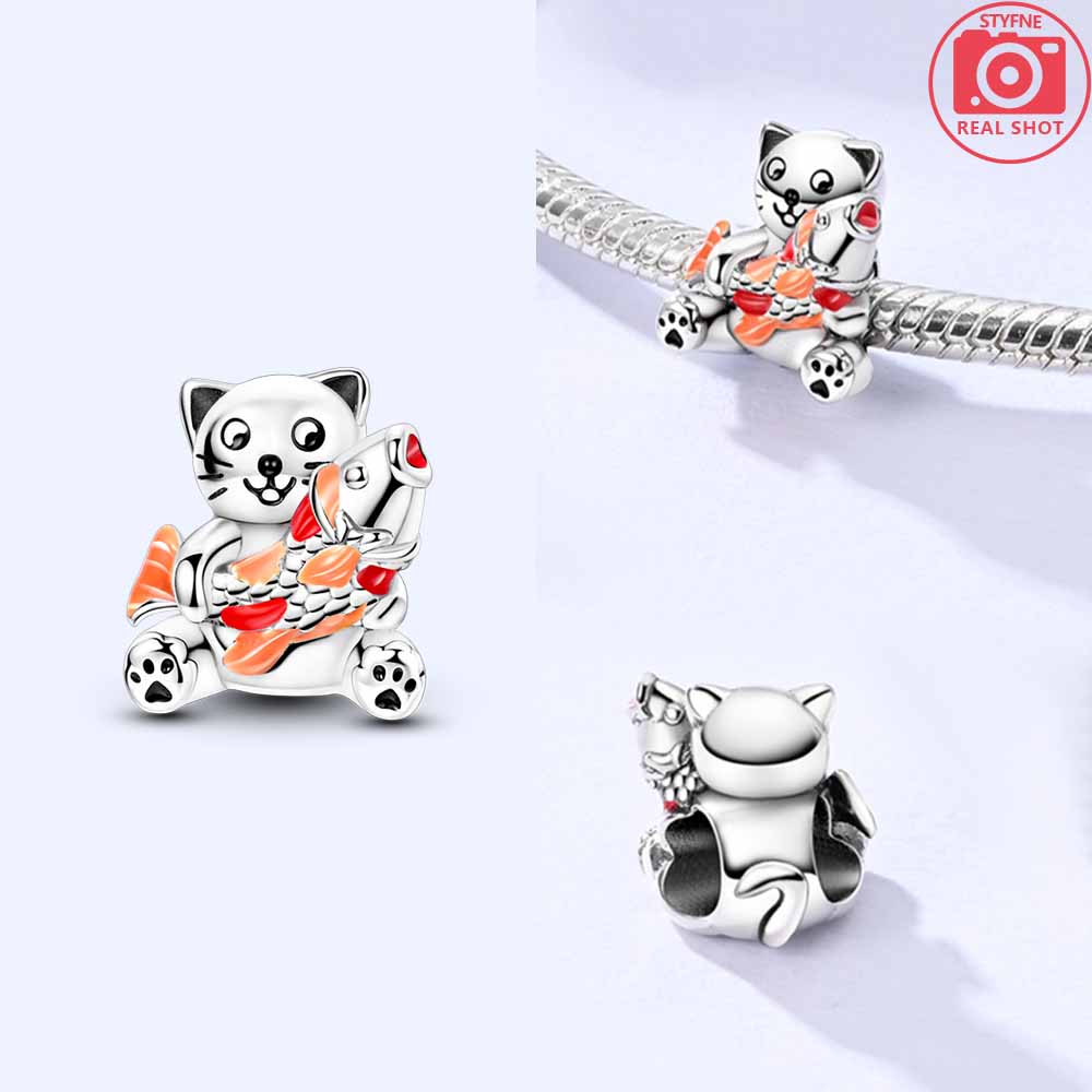 

Classic Original Copper Pink Cute Cat Zircon Pendant Purple Magic Hat Cat Beads Fit Bracelet Women Jewelry Making Diy Gift