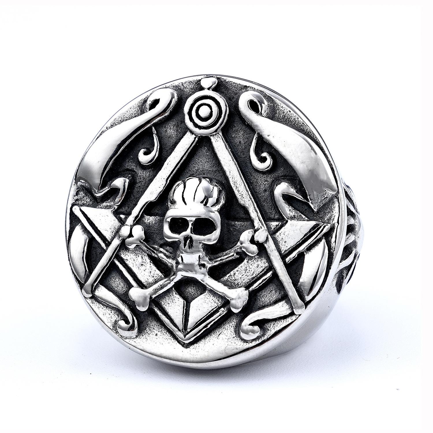 

Vintage Stainless Steel Freemason Skull Ring For Men Gothic Durable Jewelry No. 7
