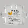 Heartfelt Message Puzzle Plaque for Son - Inspirational Desktop Decor with "To My Son" Quote, Nurseries, Home Desk Living Room Acrylic Decoration, Cl