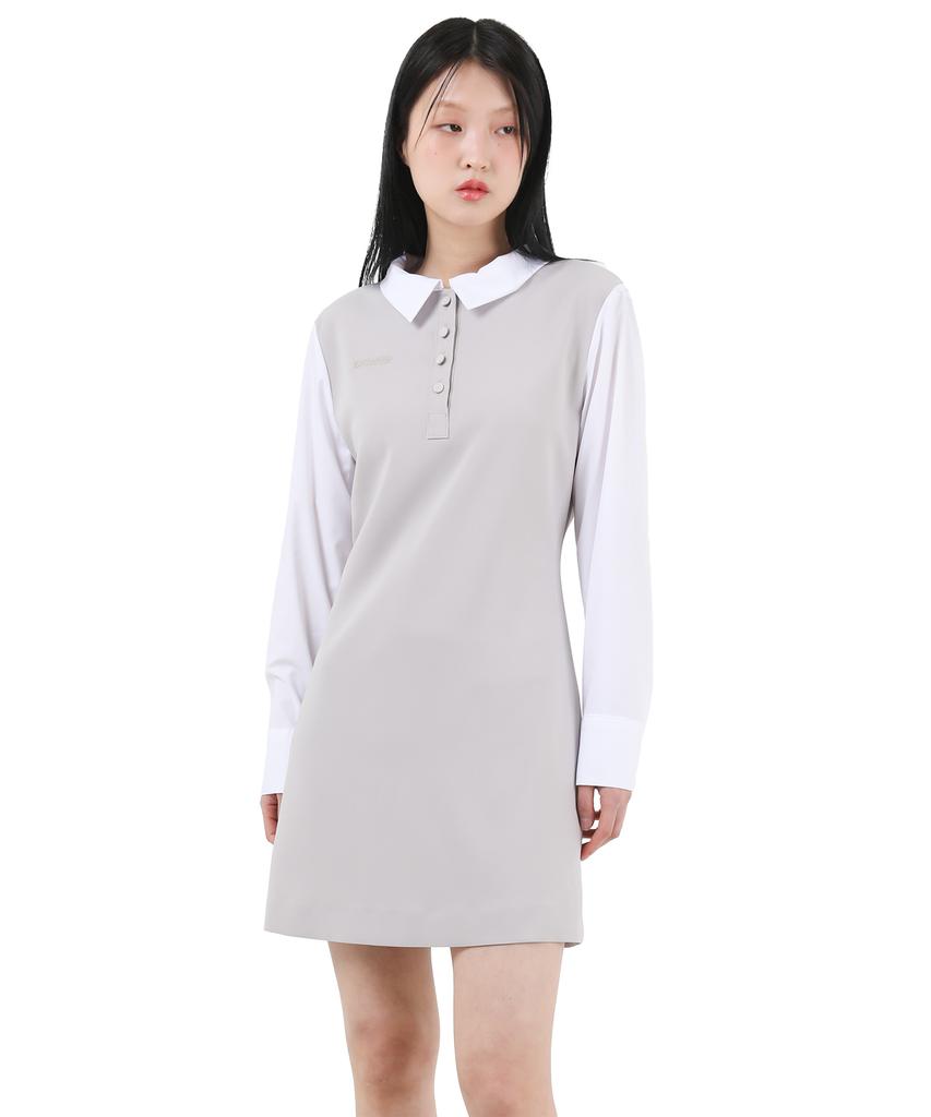 Catharsis Contrast Corset Collar Dress Beige One Size