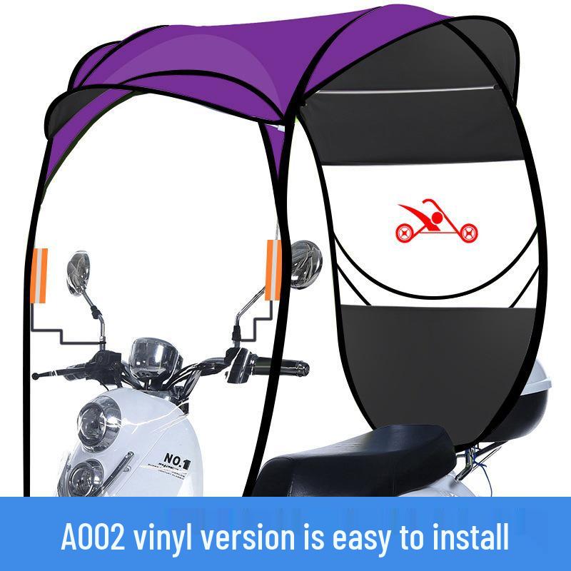Electric Battery Car & Motorcycle Sunshade: Rainproof & Removable Umbrella Canopy