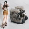 Stivaletti da Neve da Donna Invernali Pelliccia Designer Moda Corti Peluche Cotone Scarpe Retrò Pelosi Caldi Stringati Piattaforma Scarpe da Donna