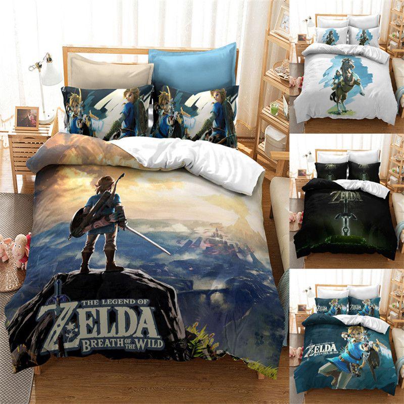 The Legend Of Zelda Colorful Cartoon Bedding Set Queen King Size Soft Material Patterned