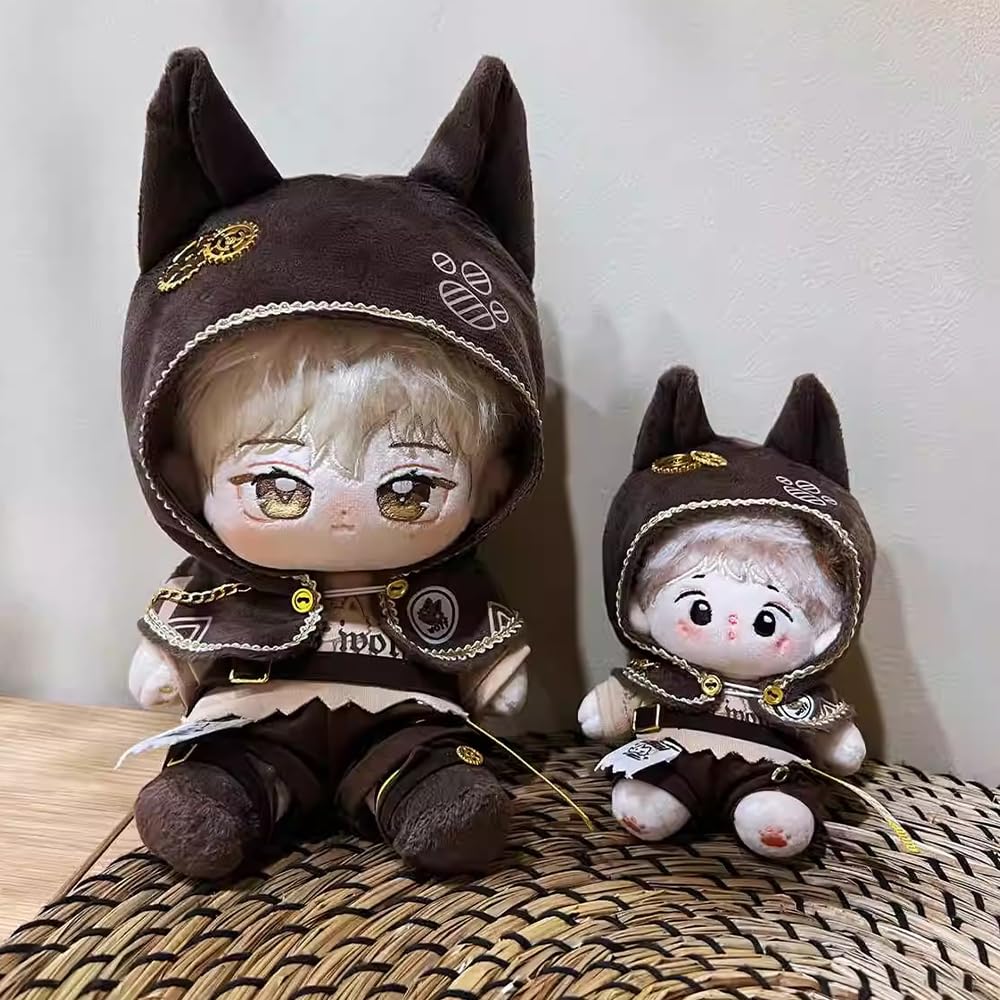 Niannyyhouse 10cm, 15cm, 20cm Plush Clothes: Cloak, T-shirt, Pants, Belt, Shoes, Wolf Ear Outfit, Cotton Doll Clothes, Dress-Up (10cm)