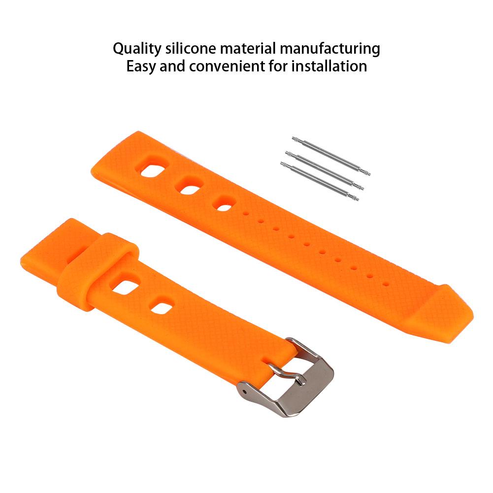 20mm Watch Band Silicone Pin Buckle Waterproof Sweat Proof Watch Strap(Orange )