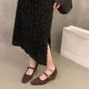Wedge heel retro suede Mary Jane single shoes women's shoes spring and autumn  new summer skirt evening high heels