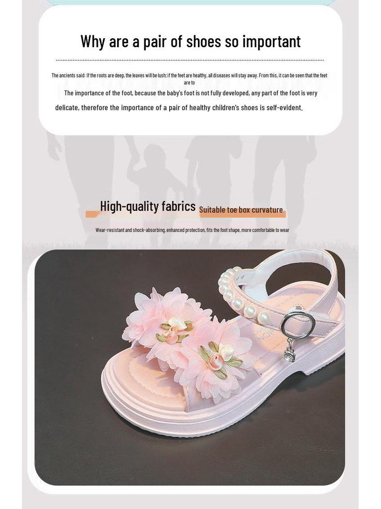 2023 Summer Soft Sole Girls' Fashion Sandals - Princess Style for Middle and Big Kids