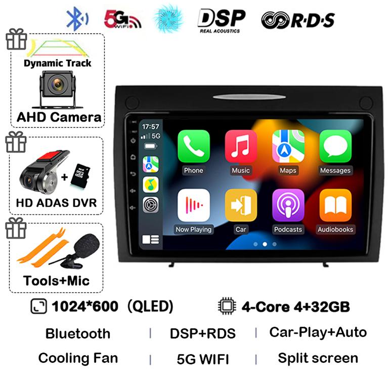 Android 14 Carplay Auto For Mercedes Benz SLK Class R171 SLK200 SLK280 SLK300 2000-2011 Car Radio Multimedia Video Player Stereo