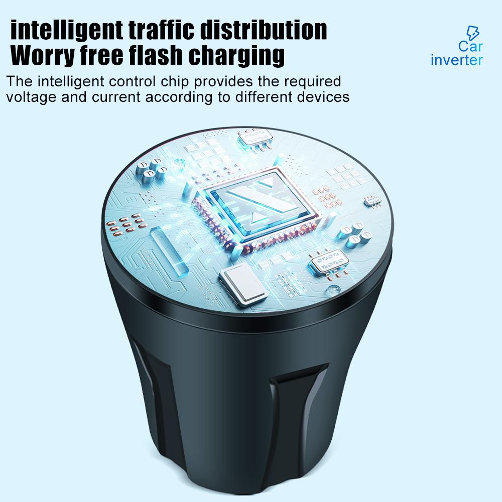 QC3.0+PD Type C Digital Vehicle Charger Quick Charge Cigarette Lighter Inverter 200W Car USB Fast Charging USB Charger Adapter Universal