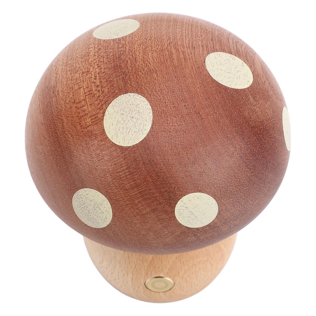 Mushroom LED Table Lamp Wooden Warm Light Stepless Dimming Rechargeable Bedside Nightstand Lamp for Bedroom Home