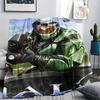 1Pc Halo Game Print Flannel Blanket, High Quality Comfortable for All Seasons, Home Decor, Warmth and Comfort, Perfect for Christmas Gifts 54
