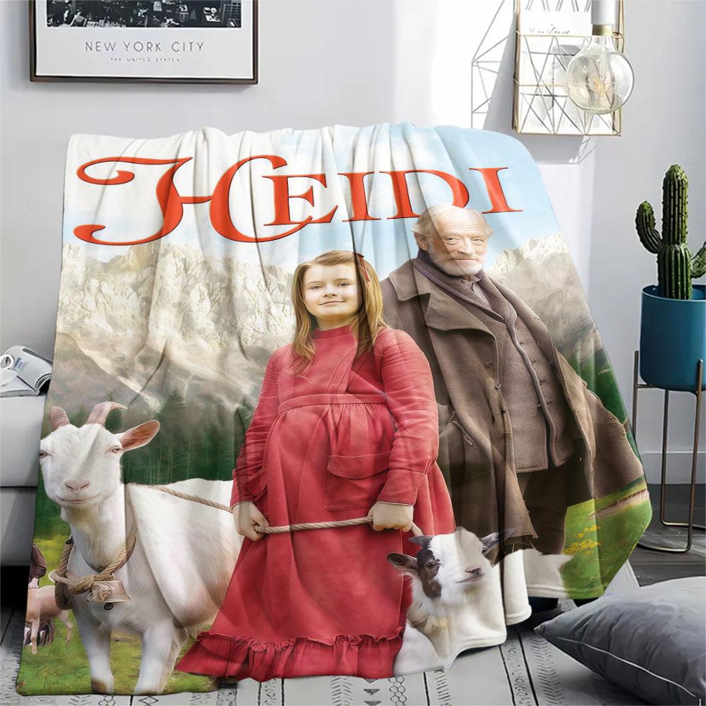 Heidi Printed Flannel Blanket, soft throw for bedroom sofa, washable, fan merchandise, great gift.