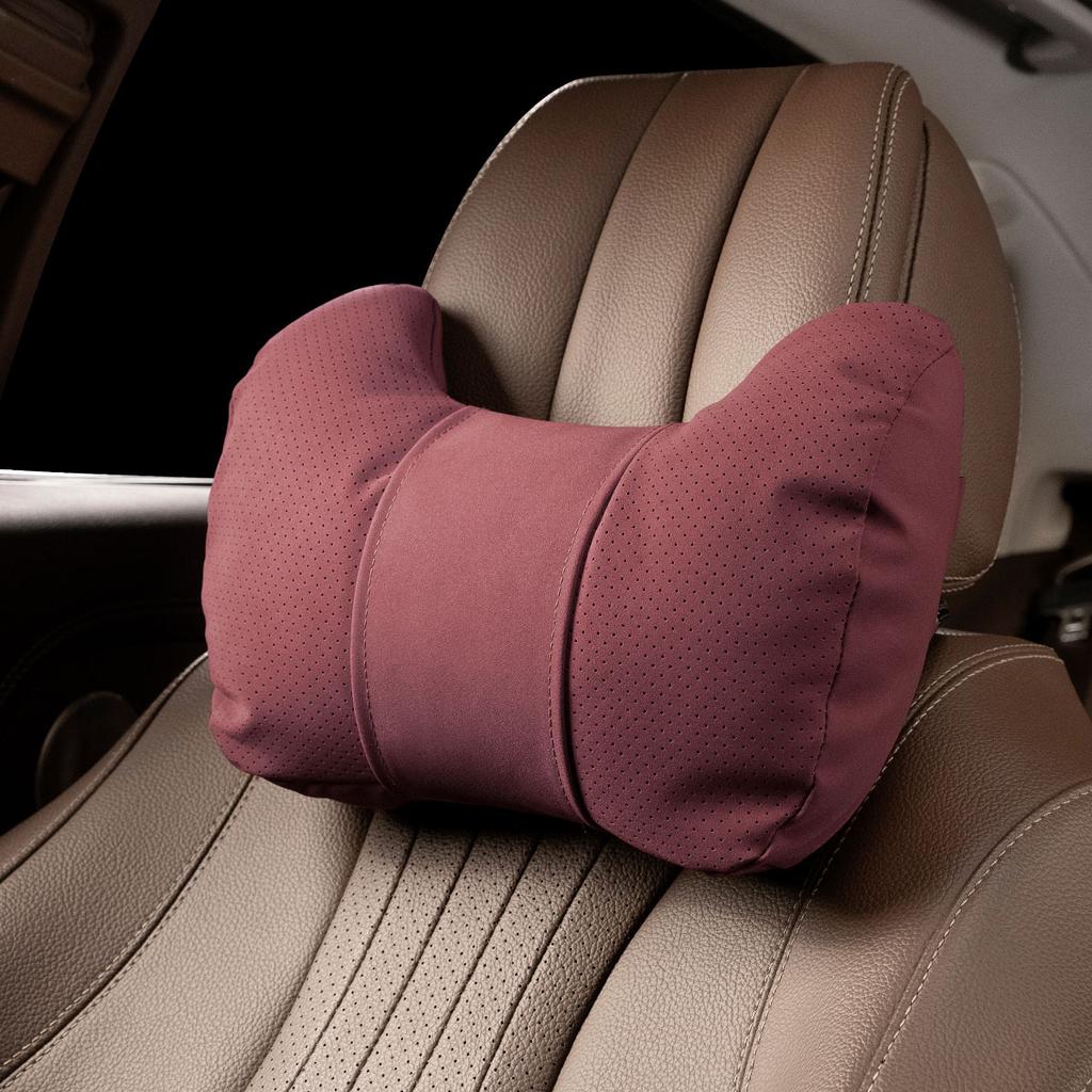 Luxury Suede Comfortable Car Neck Pillows Soft Car Waist Pillow Travel Auto Accessories Car Headrest and Lumbar Support Cushion