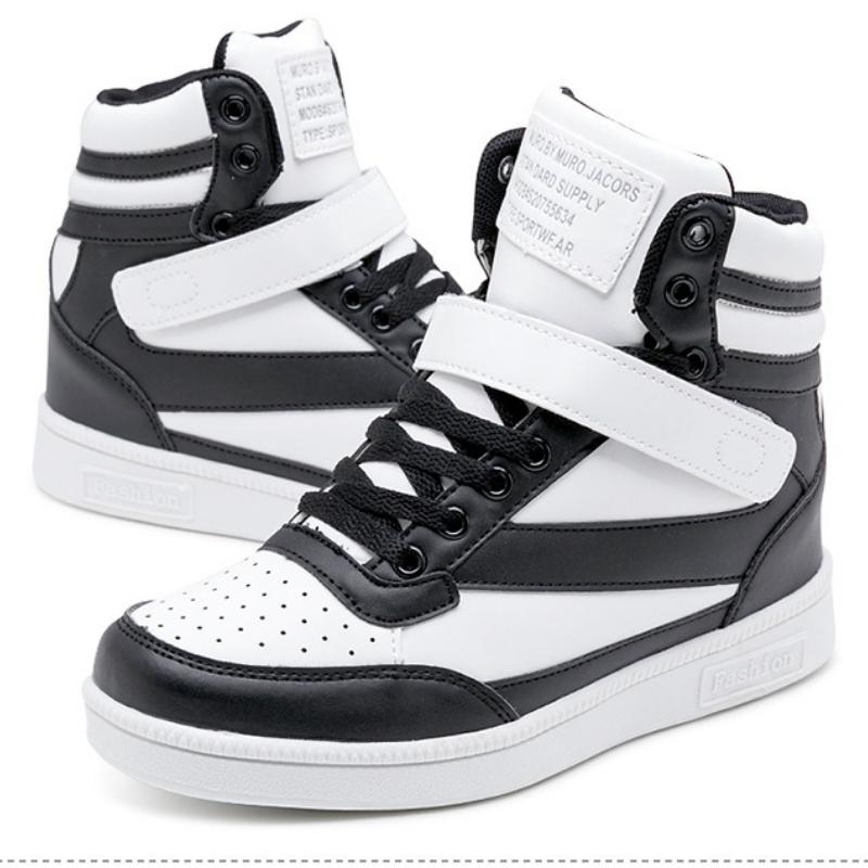 Fashion Women Outdoor Casual Walking Shoes Platform Hidden Increasing Sneakers PU Leather Sneakers Woman Breathable High Top Trainers