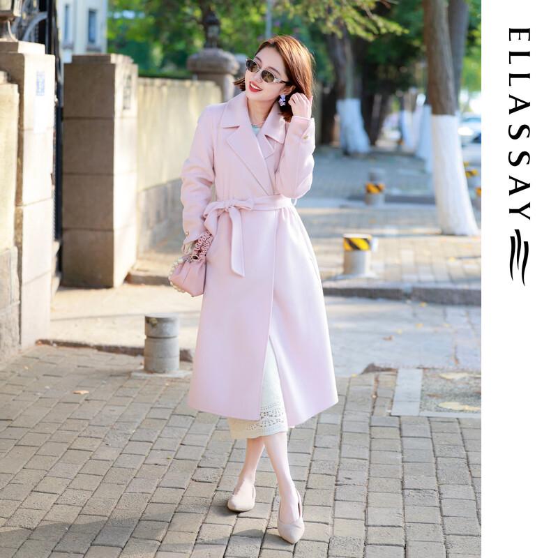 ELLASSAY Women's Wool Blend Shawl Collar Long Coat