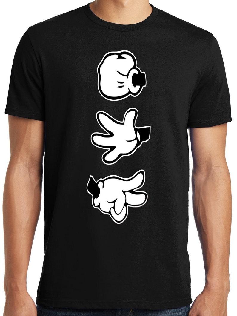 PubliciTeeZ Big and Tall King Size Mickey Hands Rock, Paper, Scissors unisex T-Shirt S