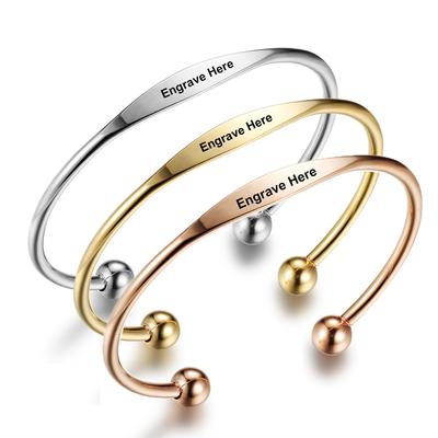 Personalized Stainless Steel Bracelets Bangles Girls 3 Colors Engrave Name Cuff Bracelets Women Jewelry Souvenir Gift Idea (Ba101713 )Trendy Bracelets