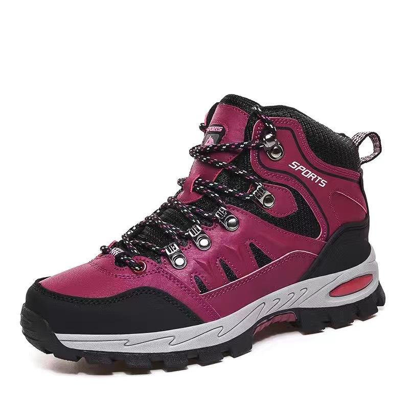 Autumn and Winter Couple Outdoor Hiking Shoes Medium Help Hiking Shoes Velvet Warm Leisure Sports Large Size Men and Women