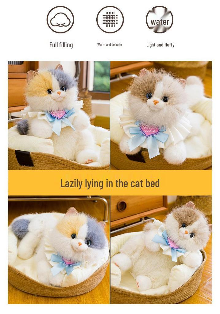 Three-Color Cat Plush Doll: Meows When Pressed, Creative Backpack Accessory for Women