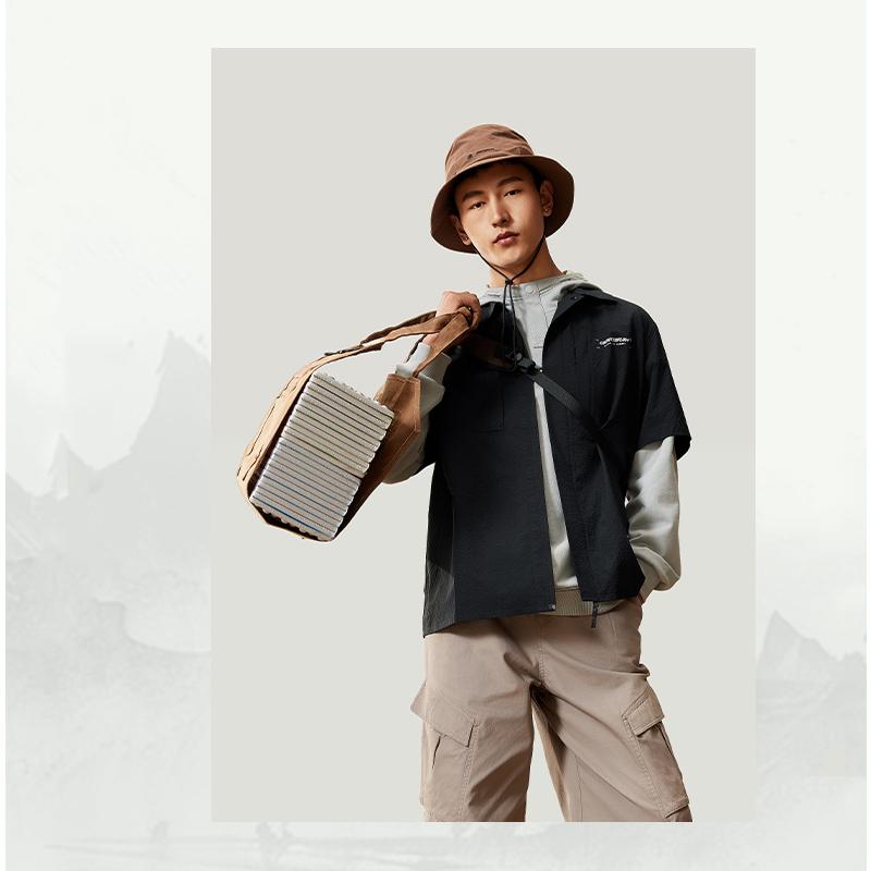 Li Ning CF Water Flow Short Sleeve Shirt With Pointed Collar And Printed Letters Men Shirts ASHU461-5