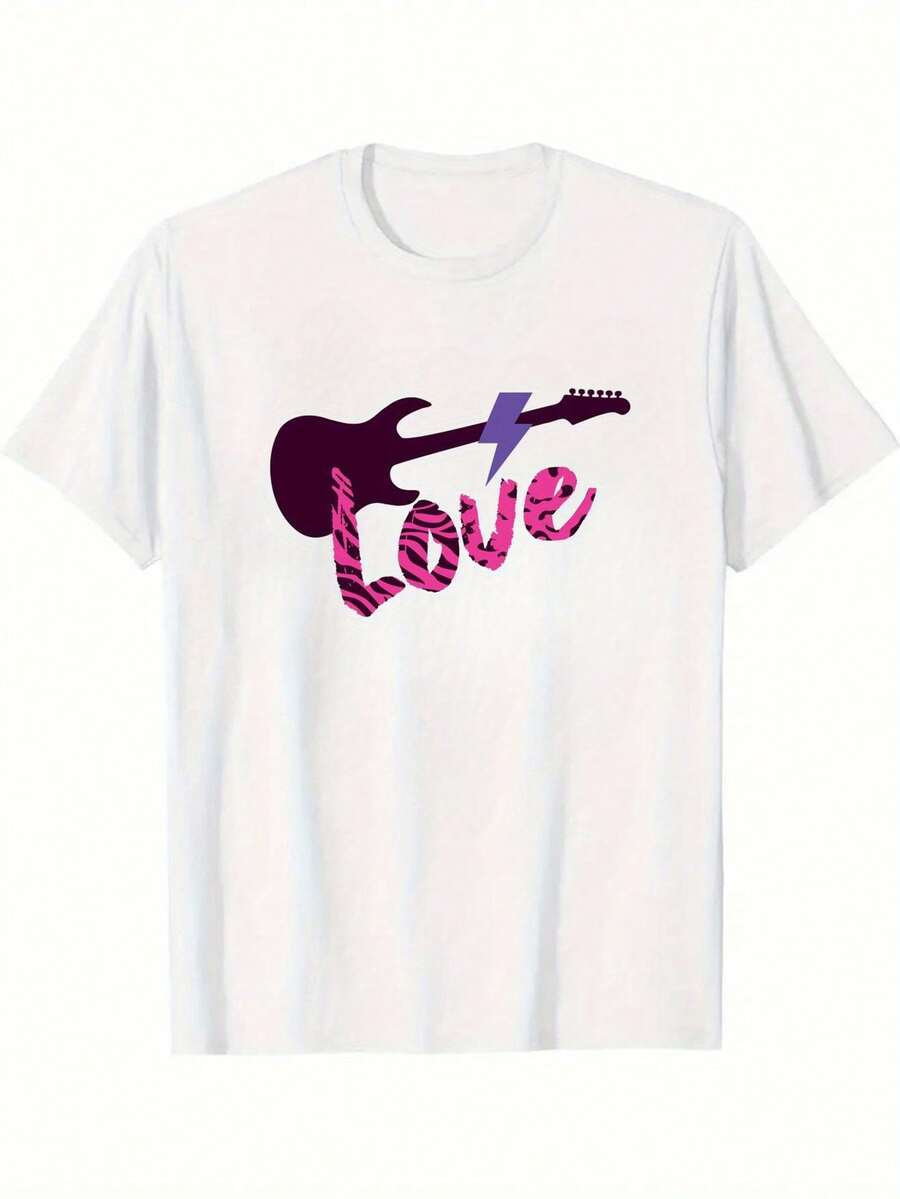 

Unisex S Slim Fit Casual T-Shirt With Palm Tree & LOVE Graphic Print S