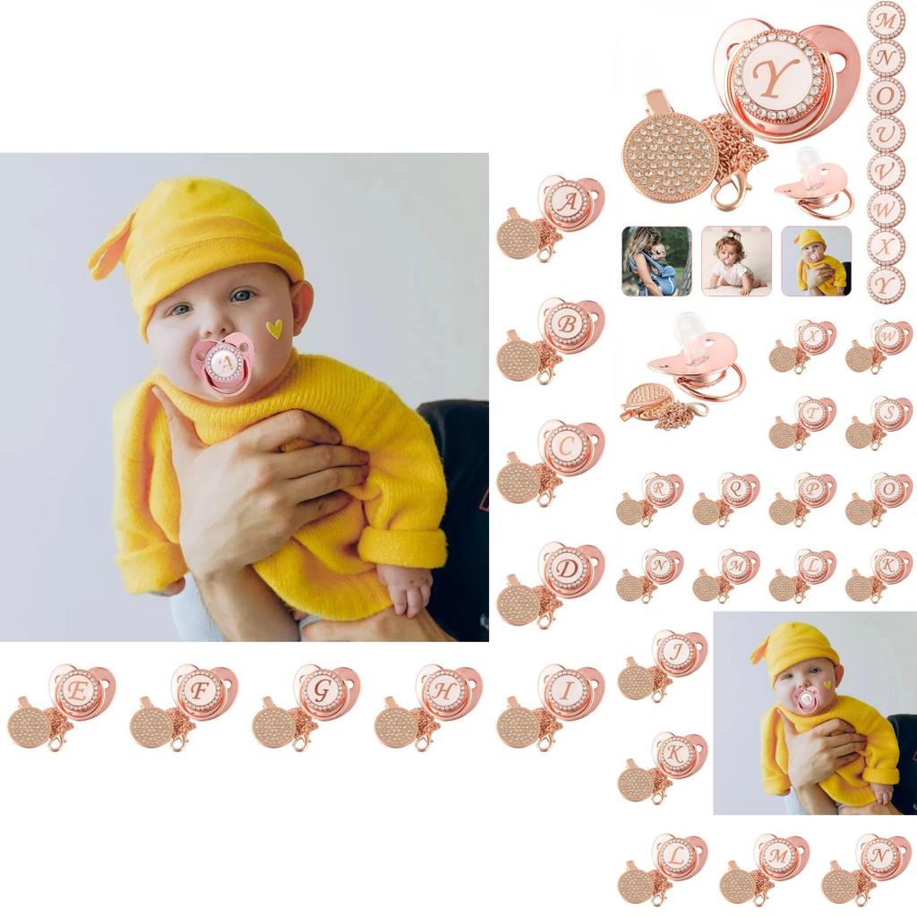 Stunning Crystal Rhinestone Baby Soothers And Pacifier Clips Bpa-free Silicone