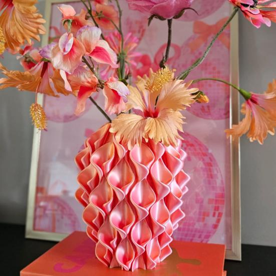 3D Printed Wavy Vase Modern Boho Vase Table Centerpiece Vase for Dried Artificial Flowers Home Room Wedding Decor