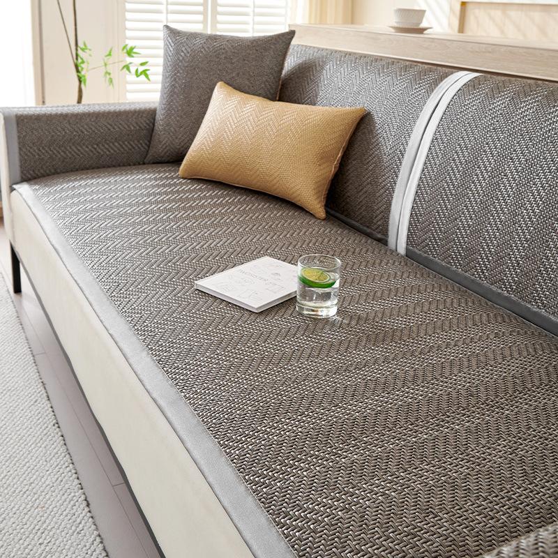 Ice Silk Sofa Cushion Non-Slip Summer Mat Cushion Light Luxury Modern High-End Summer Seat Cushion Leather Sofa Cover Towel
