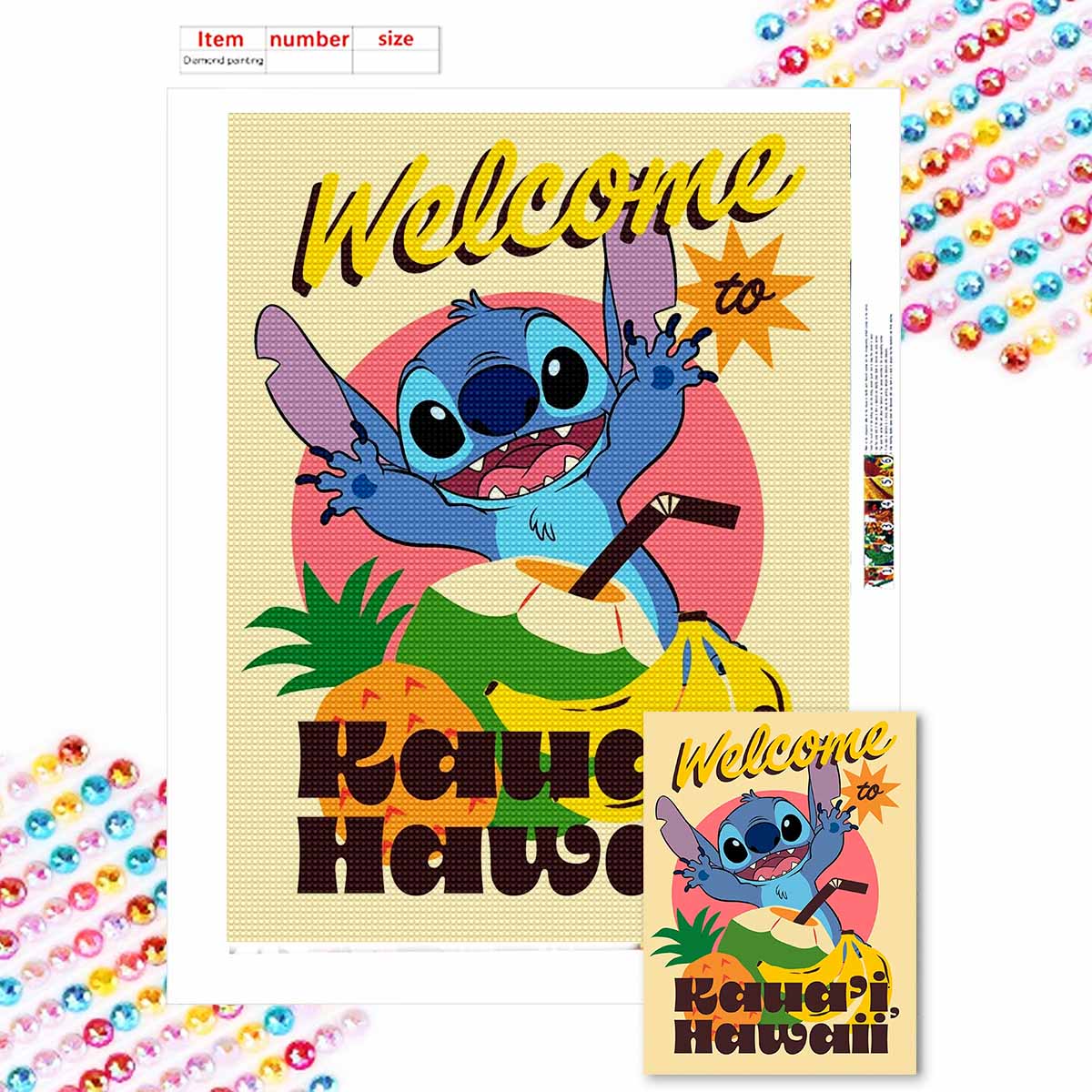 

Full Round Diamond Painting Hawaiian Stitch Art Rhinestone Picture Mosaic DIY 5D Cross Stitch Embroidery Home Decoration Round 20x30cm