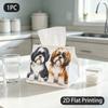 1pc Tissue Box, Watercolor Shih Tzu Dogs Warm And Sweet Pattern, 2D Flat Printing, Lightweight, Built To Last, Napkin Dispenser, for Coffee Shops