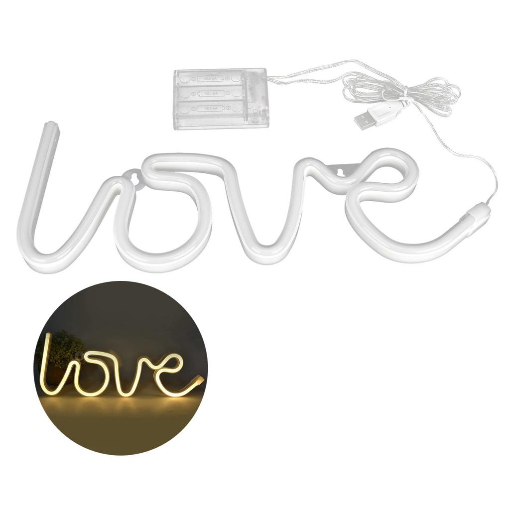 LOVE Neon Sign USB/Battery Powered Neon Lamp for Christmas Party Wedding Decoration Warm Light