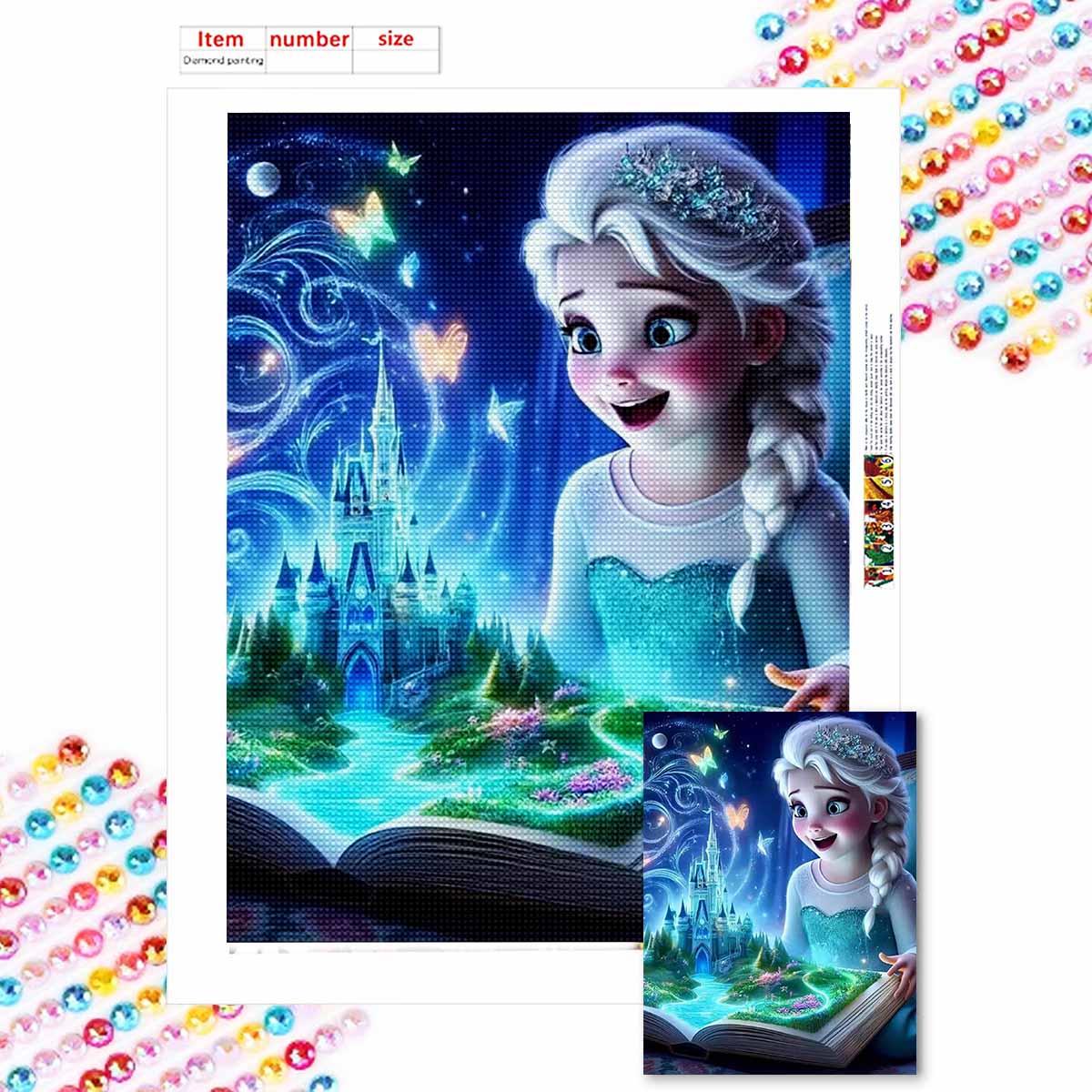 

Алмазная живопись своими руками Замок в сказочной книге Набор для вышивания крестом Мозаичное искусство Алмазная живопись Полный круглый алмаз Домашнее украшение Round 20x30cm