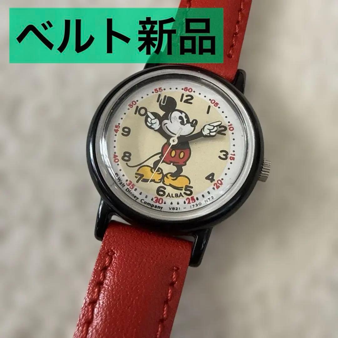 [Battery dead  new belt] ALBA Retro Mickey Mouse Watch