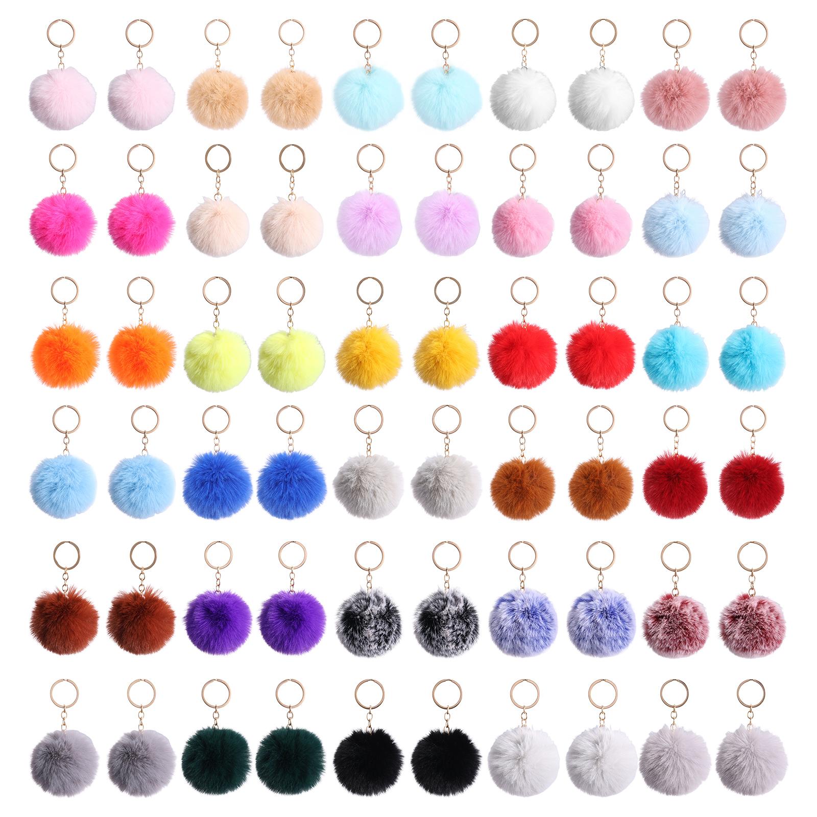

60 шт. Пушистый помпон брелок Женский Роскошный помпон брелок Аксессуар Цепочки золотого цвета Помпоны Искусственный лисий кроличий мех Шармы Цепочка